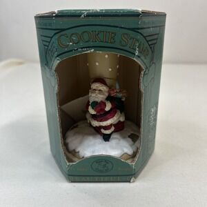 NEW Vintage 1995 Brown Bag Cookie Art Stamp Press Santa Handle In Box